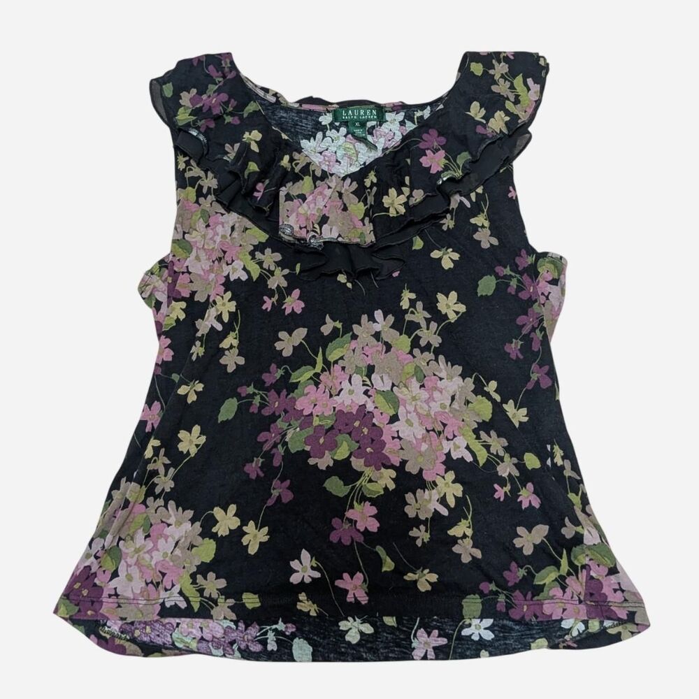 Y2K Lauren Ralph Lauren Floral Ruffle Babydoll Top Cami